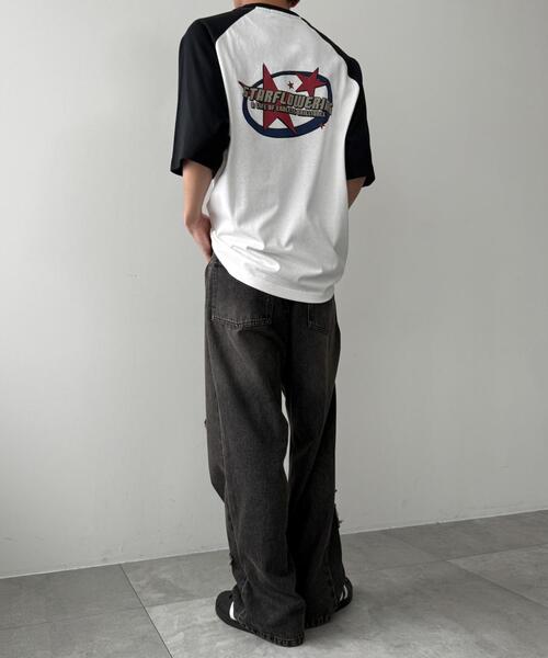 WEGO(ウィゴー)の「WEGO/スターモチーフオーバーダイバギーパンツ(デニムパンツ・メンズ・ブラック/ブルー・MEDIUM/LARGE)」の14枚目の写真