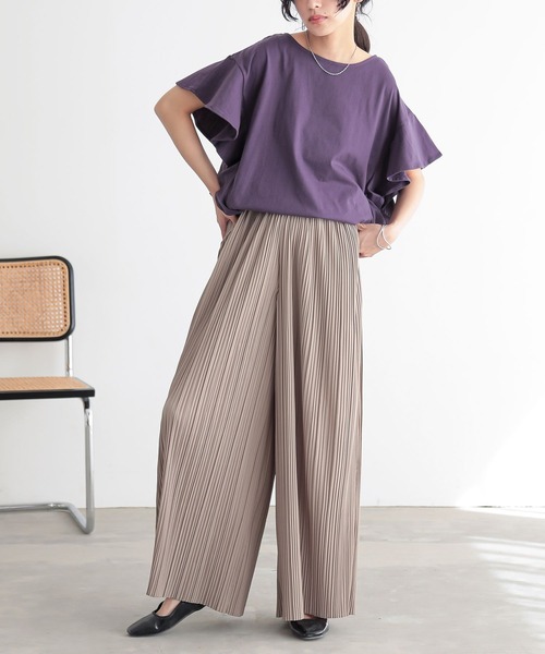 n'OrLABEL(ノアールレーベル)の「【機能素材】『プリーツワイドパンツ』(その他パンツ・レディース・ブラック/グレイッシュベージュ/ブルーグリーン・FREE)」の17枚目の写真