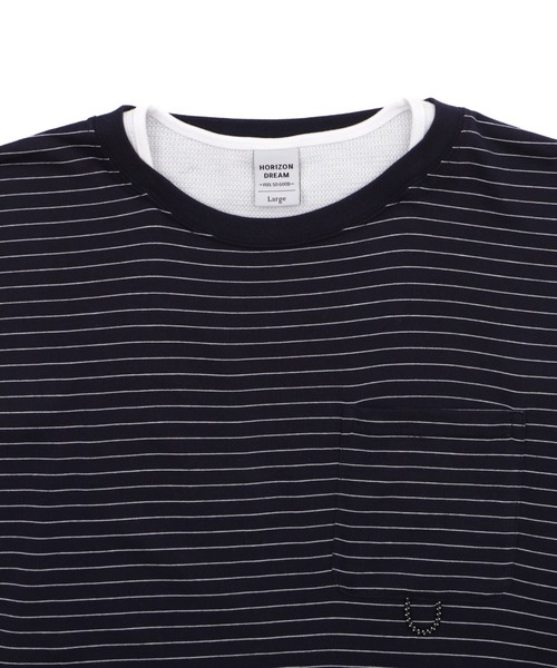 WEGO(ウィゴー)の「WEGO/マイクロボーダーワッフルフェイクT(Tシャツ/カットソー・メンズ・ホワイト/ネイビー/ブラック・LARGE/MEDIUM)」の5枚目の写真