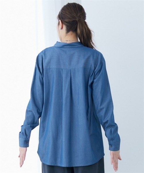 slattgir(スラットジール)の「高身長 綿混シャンブレーシャツ(トールサイズ)(シャツ/ブラウス・レディース・ブルー/ブラック・LL/3L/4L/5L/M/L)」の17枚目の写真