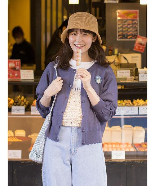 Samansa Mos2(サマンサ モスモス)の「【ゆべし×Samansa Mos2】ブローチ付2WAYニット(カーディガン/ボレロ・レディース・ベージュ/レッド/グレー/ブラック・F)」の3枚目の写真