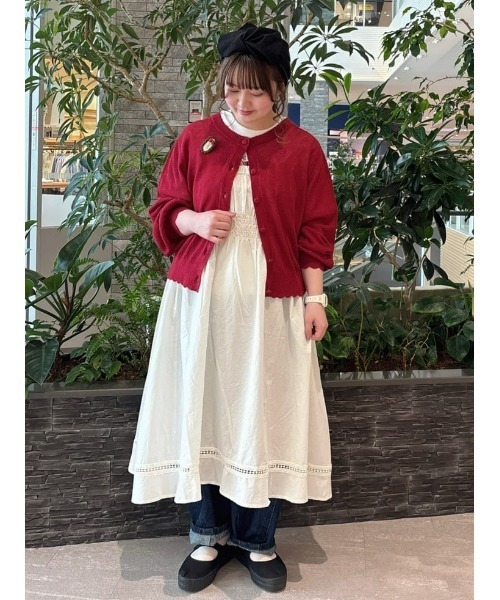 Samansa Mos2(サマンサ モスモス)の「【ゆべし×Samansa Mos2】ブローチ付2WAYニット(カーディガン/ボレロ・レディース・ベージュ/レッド/グレー/ブラック・F)」の21枚目の写真