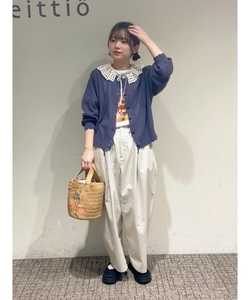 Samansa Mos2(サマンサ モスモス)の「【ゆべし×Samansa Mos2】ブローチ付2WAYニット(カーディガン/ボレロ・レディース・ベージュ/レッド/グレー/ブラック・F)」の8枚目の写真