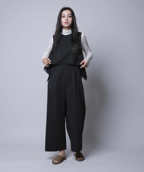 値下げ！新品 ローファッジ 黒 ラッフル衿2WAYオールインワン