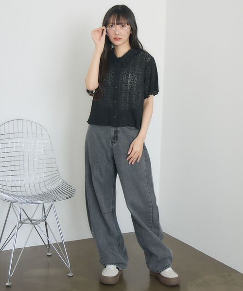 RETRO GIRL（レトロガール）の「【新色追加】バレルデニムPT（デニムパンツ・レディース・ライトブルー/ブラック/ダークブルー/ブルー・FREE）」の6枚目の写真