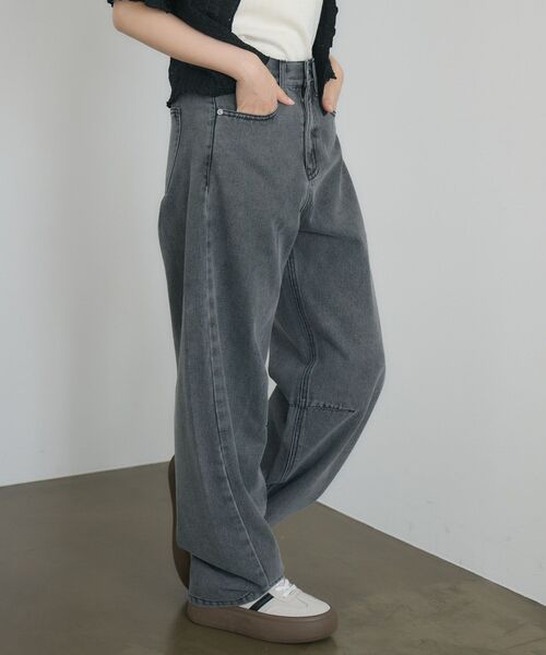 RETRO GIRL（レトロガール）の「【新色追加】バレルデニムPT（デニムパンツ・レディース・ライトブルー/ブラック/ダークブルー/ブルー・FREE）」の11枚目の写真