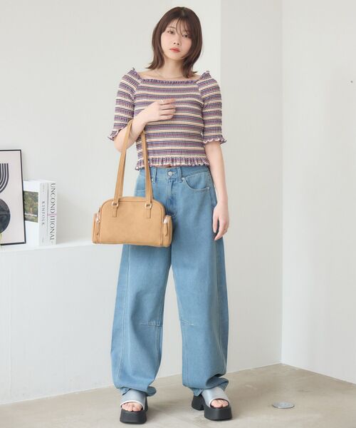 RETRO GIRL（レトロガール）の「【新色追加】バレルデニムPT（デニムパンツ・レディース・ライトブルー/ブラック/ダークブルー/ブルー・FREE）」の16枚目の写真