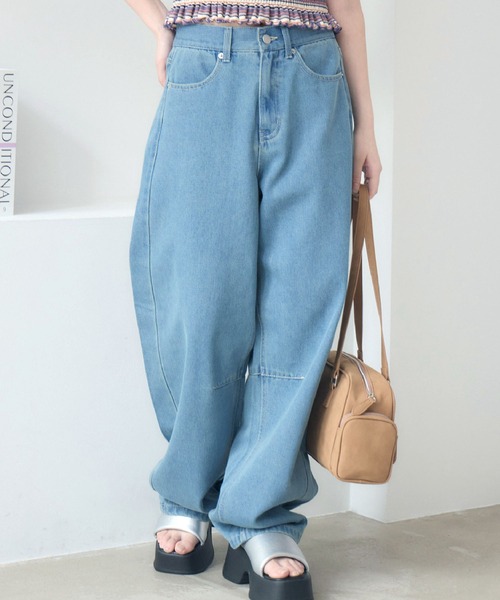 RETRO GIRL（レトロガール）の「【新色追加】バレルデニムPT（デニムパンツ・レディース・ライトブルー/ブラック/ダークブルー/ブルー・FREE）」の3枚目の写真