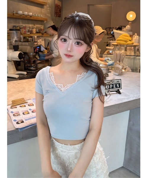 ダーリッチ darich レースVネッククロップドTシャツ レースVネッククロップドTシャツ – Darich (ダーリッチ)