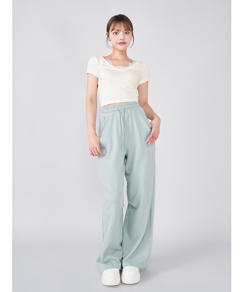 レースVネッククロップドTシャツ（Tシャツ/カットソー）｜Darich