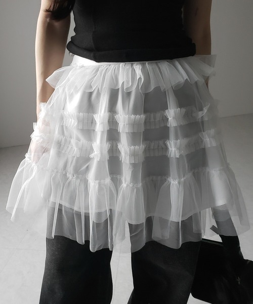MiuMiu＊Slubbed canvas miniskirt フリル ミニスカート＊送料込 重ね着に☆フリルが可愛い☆Miu Miu☆フリルミニスカート