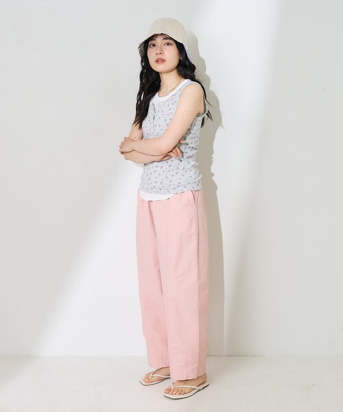 FREAK'S STORE(フリークスストア)の「花柄針抜きフライスヘンリータンクトップ(タンクトップ・レディース・オフホワイト/グレー/ネイビー・フリ-)」の12枚目の写真