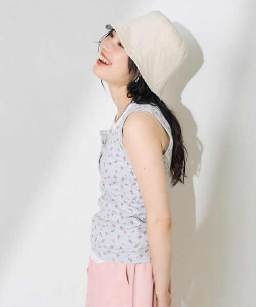 FREAK'S STORE(フリークスストア)の「花柄針抜きフライスヘンリータンクトップ(タンクトップ・レディース・オフホワイト/グレー/ネイビー・フリ-)」の16枚目の写真