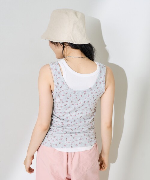 FREAK'S STORE(フリークスストア)の「花柄針抜きフライスヘンリータンクトップ(タンクトップ・レディース・オフホワイト/グレー/ネイビー・フリ-)」の17枚目の写真