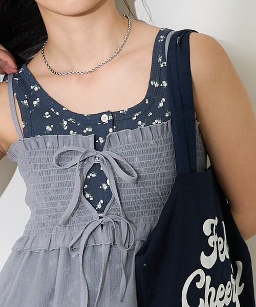 FREAK'S STORE(フリークスストア)の「花柄針抜きフライスヘンリータンクトップ(タンクトップ・レディース・オフホワイト/グレー/ネイビー・フリ-)」の22枚目の写真