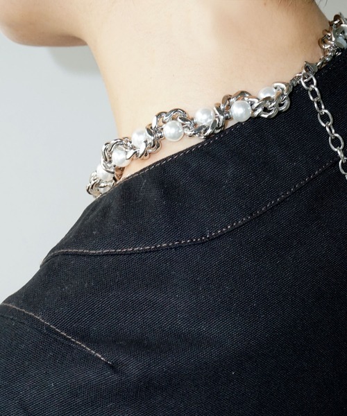 chuclla（チュクラ）の「ツイストパール リンクネックレス cha25s027（ネックレス・レディース・シルバー・FREE）」の4枚目の写真