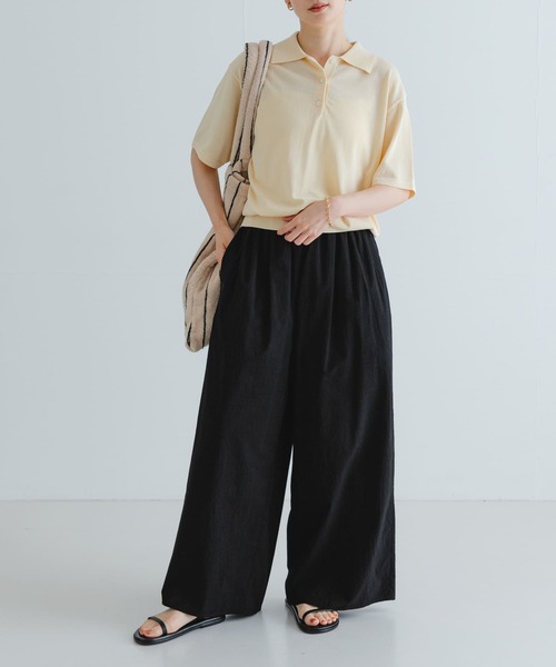URBAN RESEARCH(アーバンリサーチ)の「コットンギャザーワイドパンツ(その他パンツ・レディース・ブラック/オフホワイト・FREE)」の7枚目の写真