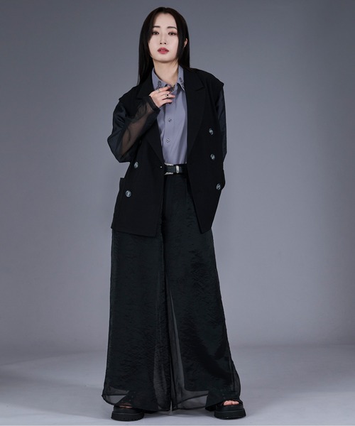 Ellno Loset(エルノロゼット)の「シアードッキングワイドパンツ/SET UP対応(その他パンツ・メンズ・ブラック/グレー・SMALL/X-SMALL/LARGE/MEDIUM)」の14枚目の写真
