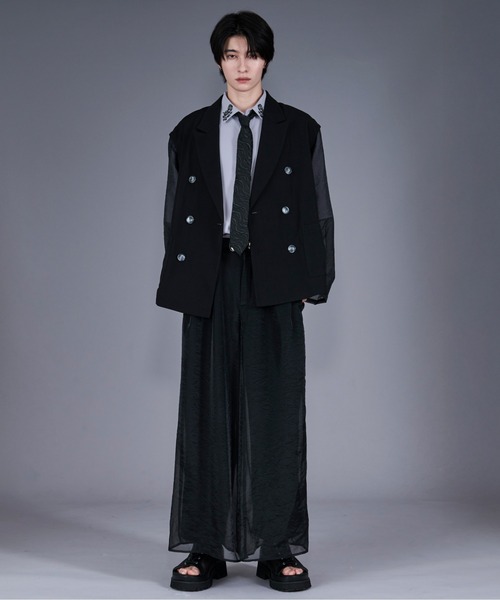 Ellno Loset(エルノロゼット)の「シアードッキングワイドパンツ/SET UP対応(その他パンツ・メンズ・ブラック/グレー・SMALL/X-SMALL/LARGE/MEDIUM)」の16枚目の写真