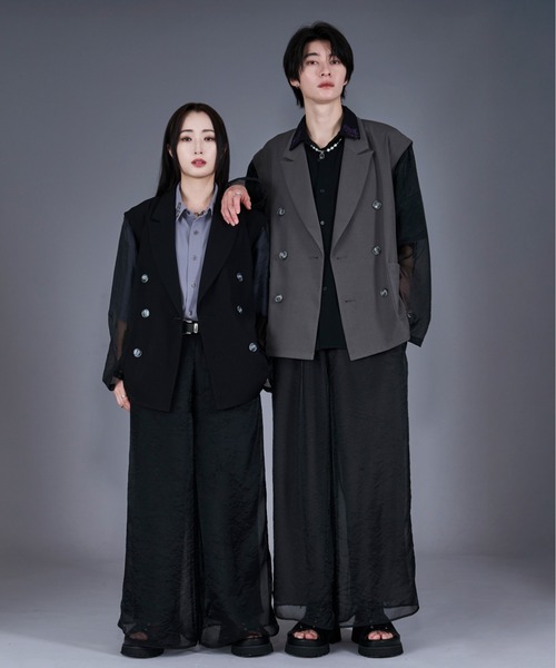 Ellno Loset(エルノロゼット)の「シアードッキングワイドパンツ/SET UP対応(その他パンツ・メンズ・ブラック/グレー・SMALL/X-SMALL/LARGE/MEDIUM)」の6枚目の写真