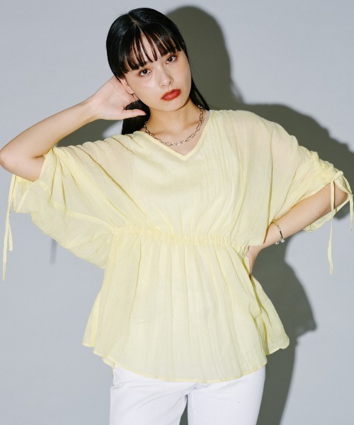 terrace(テラス)の「フラッフィードロストぺプラムブラウス(シャツ/ブラウス・レディース・イエロー/オフホワイト/ブラック・MEDIUM)」の6枚目の写真