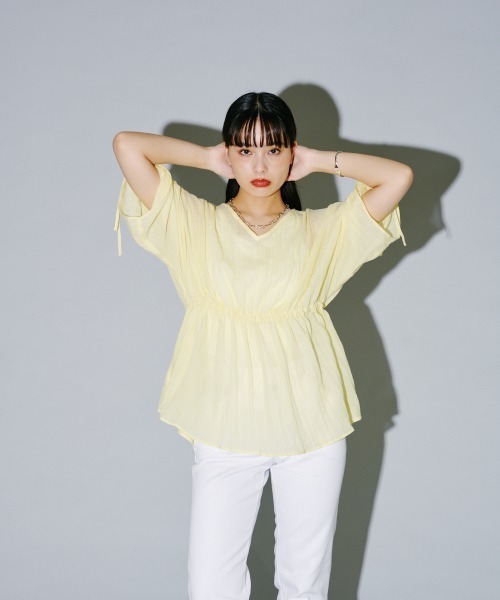 terrace(テラス)の「フラッフィードロストぺプラムブラウス(シャツ/ブラウス・レディース・イエロー/オフホワイト/ブラック・MEDIUM)」の17枚目の写真