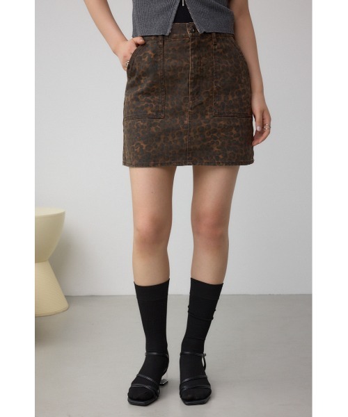 AZUL by moussy(アズールバイマウジー)の「AZUL DENIM レオパードミニスカート(デニムスカート・レディース・ブラウン系その他・SMALL/MEDIUM)」の1枚目の写真