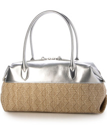 perche（ペルケ）の「ペルケ perche / 雑材風×牛革付属横長ボストン（ボストンバッグ）」