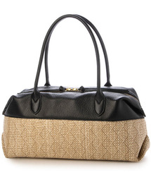 perche（ペルケ）の「ペルケ perche / 雑材風×牛革付属横長ボストン（ボストンバッグ）」