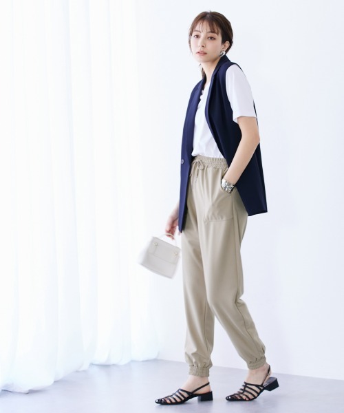 slattgir(スラットジール)の「高身長 着心地ラクチンボリュームカットソージョガーパンツ(セットアップ対応)(トールサイズ)(その他パンツ・レディース・グレイッシュベージュ/チャコール・5L/M/L/LL/3L/4L)」の11枚目の写真