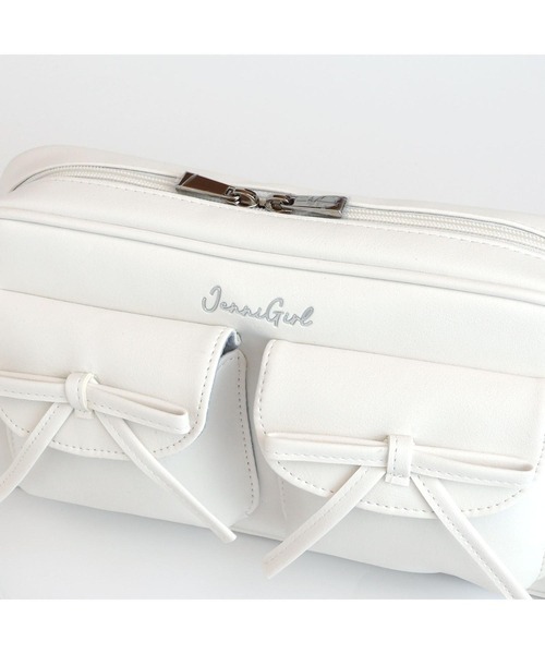 JENNI（ジェニィ）の「ダブルリボンポケットショルダー（ショルダーバッグ・キッズ・オフホワイト/ブラック・F）」の4枚目の写真