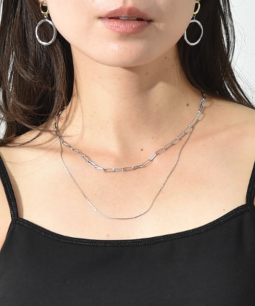 INTERPLANET（インタープラネット）の「デザインチェーン２連ネックレス（ネックレス・レディース・シルバー/ゴールド・フリー）」の4枚目の写真