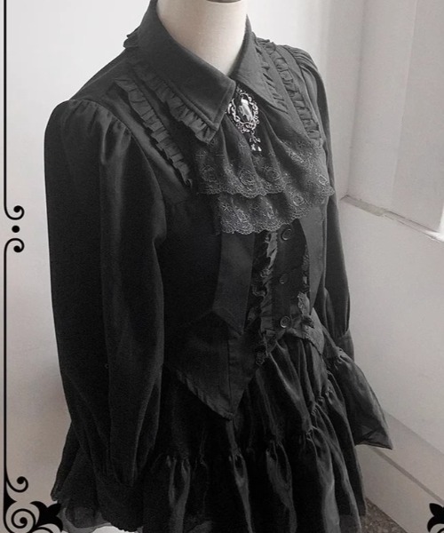 ALAIA フリルメッシュブラウス ポリエステルサテン アシンメトリーフリルブラウス(51613157