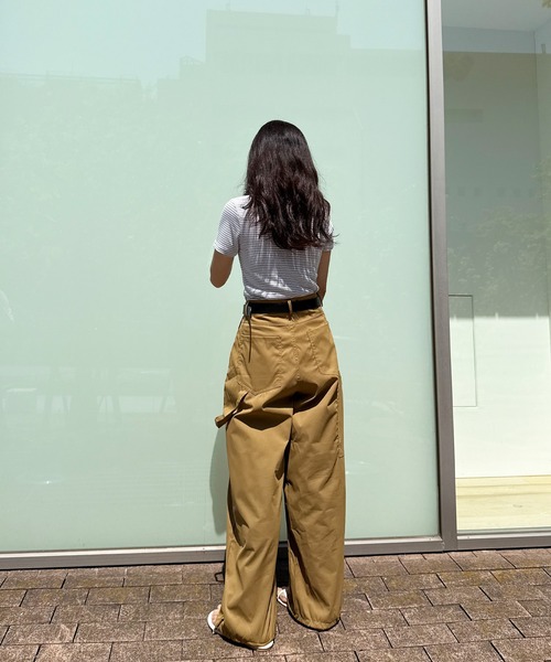 ISOOK（アイスー）の「【ISOOK / アイスー】マリンボーダーリブTシャツ / 半袖 クロップド丈 短丈 クルーネック ラウンドネック リブカットソー 細ボーダー ホワイト ブラック レッド ブラウン パープル 白 黒 茶 赤 紫 ZOZOTOWN限定（Tシャツ/カットソー・レディース・レッド/モカ/パープル/ブラック・FREE）」の5枚目の写真