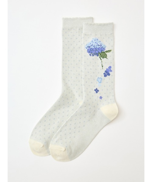 PINK HOUSE（ピンクハウス）の「あじさいモチーフソックス（ソックス/靴下・レディース・アイボリー/ピンク/ミント/ネイビー・フリー）」の2枚目の写真