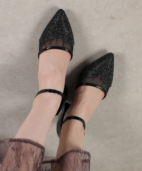 Kana（カナ）の「グリッター×メッシュ デザインヒール パンプス 結婚式 お呼ばれ オケージョン（パンプス・レディース・シルバー/ブラック/ベージュ・23/24/24.5/23.5/22.5）」の2枚目の写真