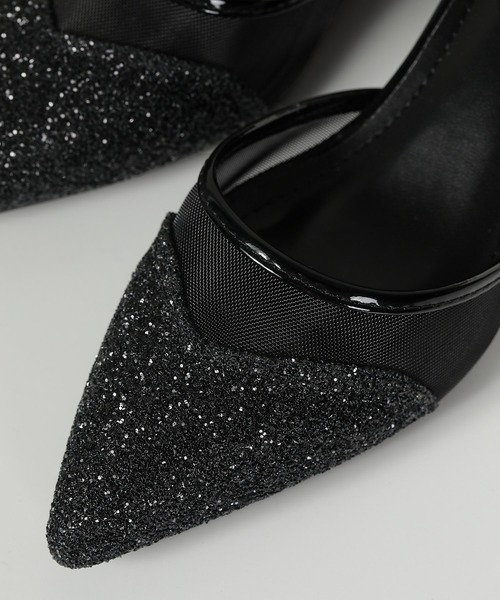 Kana（カナ）の「グリッター×メッシュ デザインヒール パンプス 結婚式 お呼ばれ オケージョン（パンプス・レディース・シルバー/ブラック/ベージュ・23/24/24.5/23.5/22.5）」の6枚目の写真