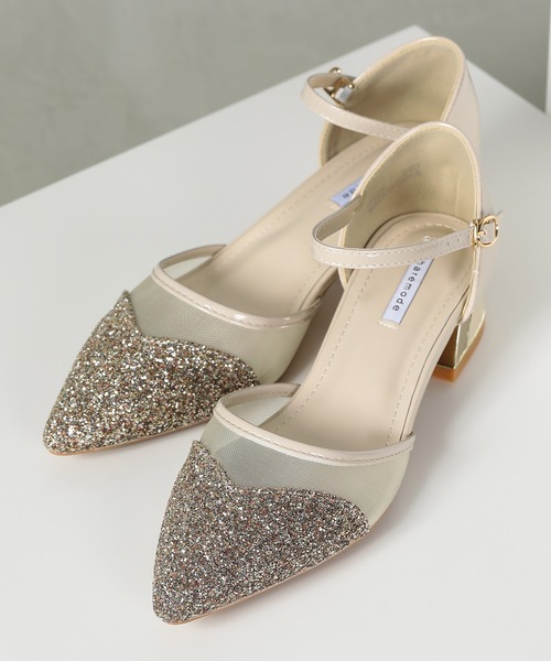 Kana（カナ）の「グリッター×メッシュ デザインヒール パンプス 結婚式 お呼ばれ オケージョン（パンプス・レディース・シルバー/ブラック/ベージュ・23/24/24.5/23.5/22.5）」の10枚目の写真