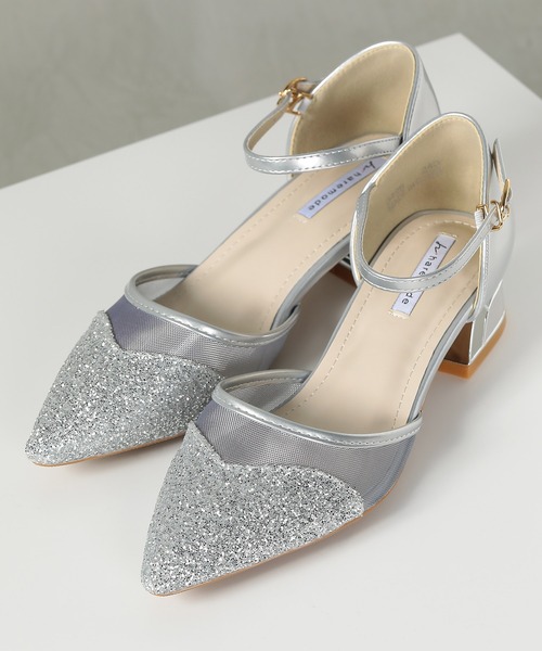 Kana（カナ）の「グリッター×メッシュ デザインヒール パンプス 結婚式 お呼ばれ オケージョン（パンプス・レディース・シルバー/ブラック/ベージュ・23/24/24.5/23.5/22.5）」の15枚目の写真