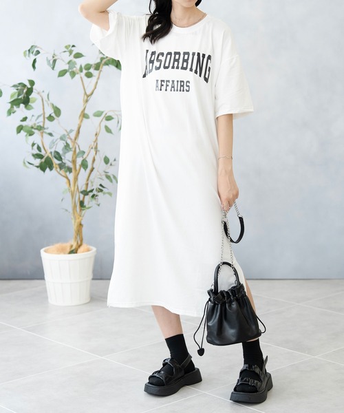 NinaetLina(ニナエリナ)の「Tシャツワンピース(ワンピース・レディース・ブラック/ホワイト/ピンク・FREE)」の1枚目の写真
