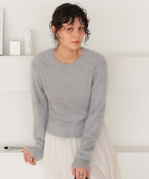 titivate(ティティベイト)の「クルーネックミニシャギーニット(ニット/セーター・レディース・グレー/ライトピンク/アイボリー/ブラウン・L/M/S)」の14枚目の写真