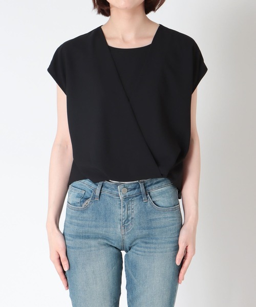 Jines(ジネス)の「フレンチスリーブ カシュクールブラウス(シャツ/ブラウス・レディース・ブラック/ホワイト・38)」の8枚目の写真