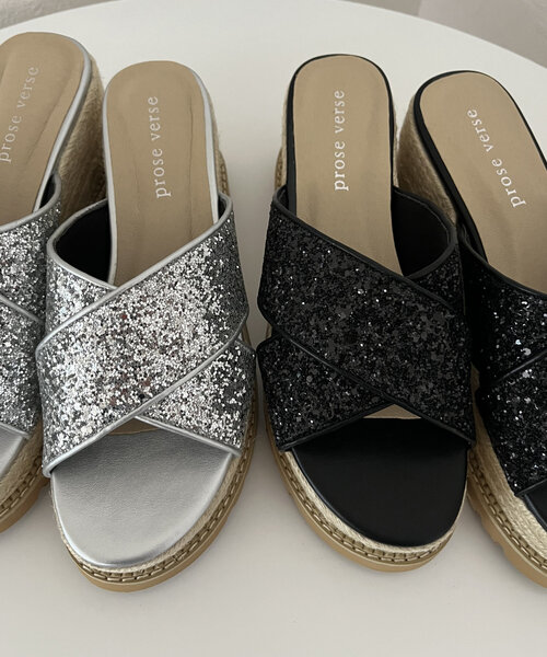 prose verse（プロズヴェール）の「ジュート厚底グリッターサンダル（サンダル・レディース・ブラック/シルバー・X-LARGE/LARGE/MEDIUM/SMALL）」の5枚目の写真