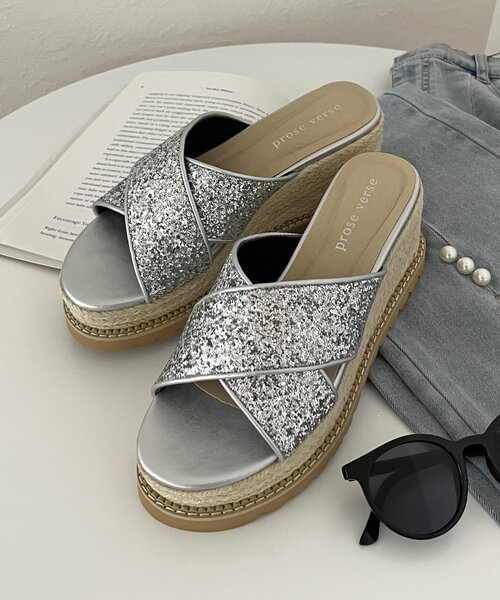 prose verse（プロズヴェール）の「ジュート厚底グリッターサンダル（サンダル・レディース・ブラック/シルバー・X-LARGE/LARGE/MEDIUM/SMALL）」の10枚目の写真