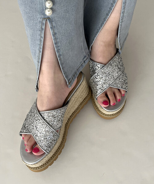 prose verse（プロズヴェール）の「ジュート厚底グリッターサンダル（サンダル・レディース・ブラック/シルバー・X-LARGE/LARGE/MEDIUM/SMALL）」の12枚目の写真