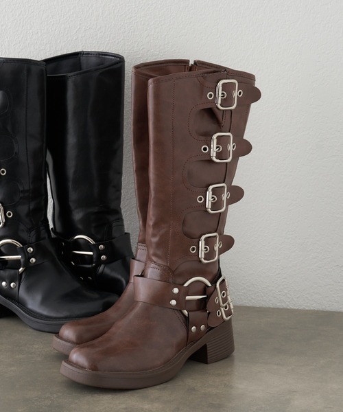 RAY CASSIN(レイカズン)の「エンジニアロングブーツ(ブーツ・レディース・ブラウン/ブラック・36/37/38)」の1枚目の写真