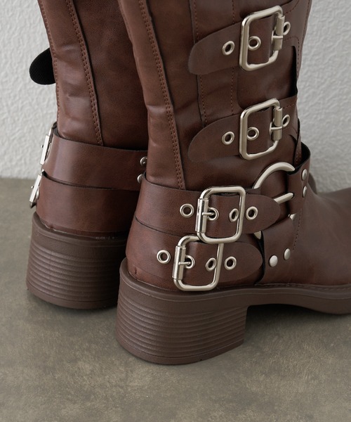RAY CASSIN(レイカズン)の「エンジニアロングブーツ(ブーツ・レディース・ブラウン/ブラック・36/37/38)」の10枚目の写真