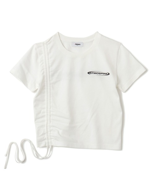 atmos pink(アトモスピンク)の「atmos pink Shirring Mini T-shirt / アトモス ピンク シャーリング ミニ ティシャツ(Tシャツ/カットソー・レディース・ブラック/ホワイト・M/S)」の6枚目の写真