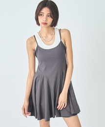 ストレッチ フレア ミニ キャミ ワンピース