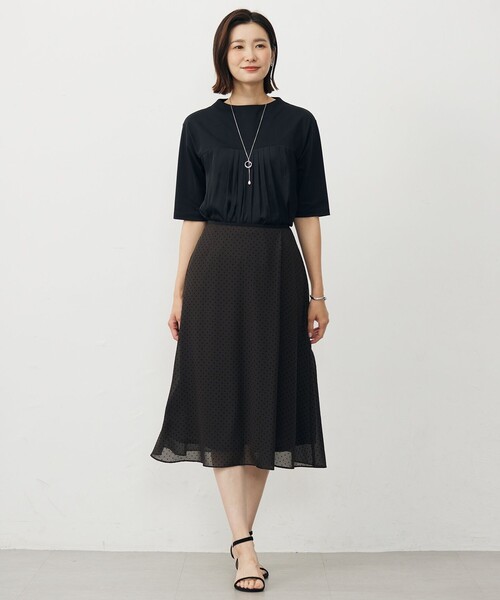 J.PRESS(ジェイプレス)の「【洗える】ドットフロッキープリント フレア スカート(スカート・レディース・ブラウン系5/グレー系5・T15/T13)」の5枚目の写真
